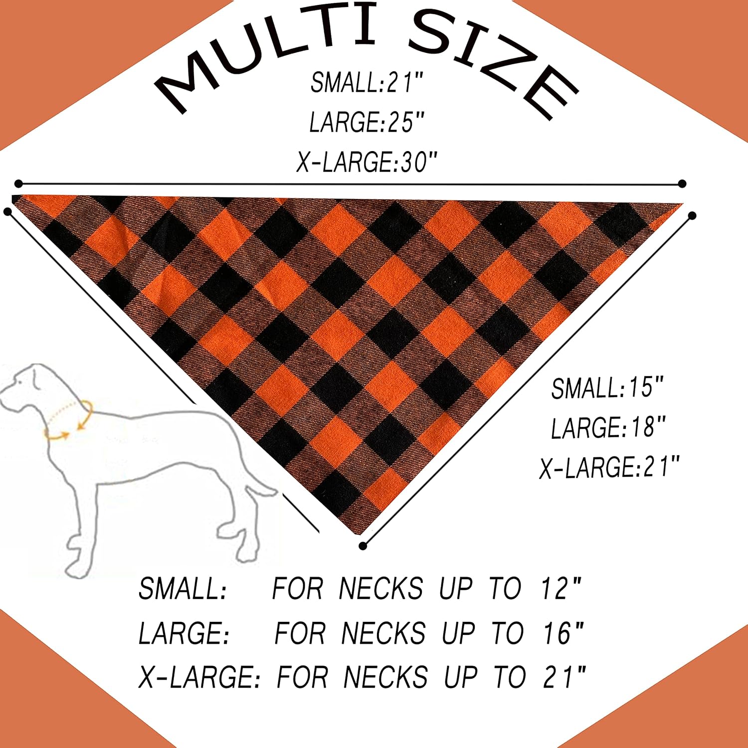 Realeaf Bandanas de otoño para perros de Acción de Gracias, paquete de 2, bufanda naranja a cuadros para mascotas para niños y niñas, tela duradera
