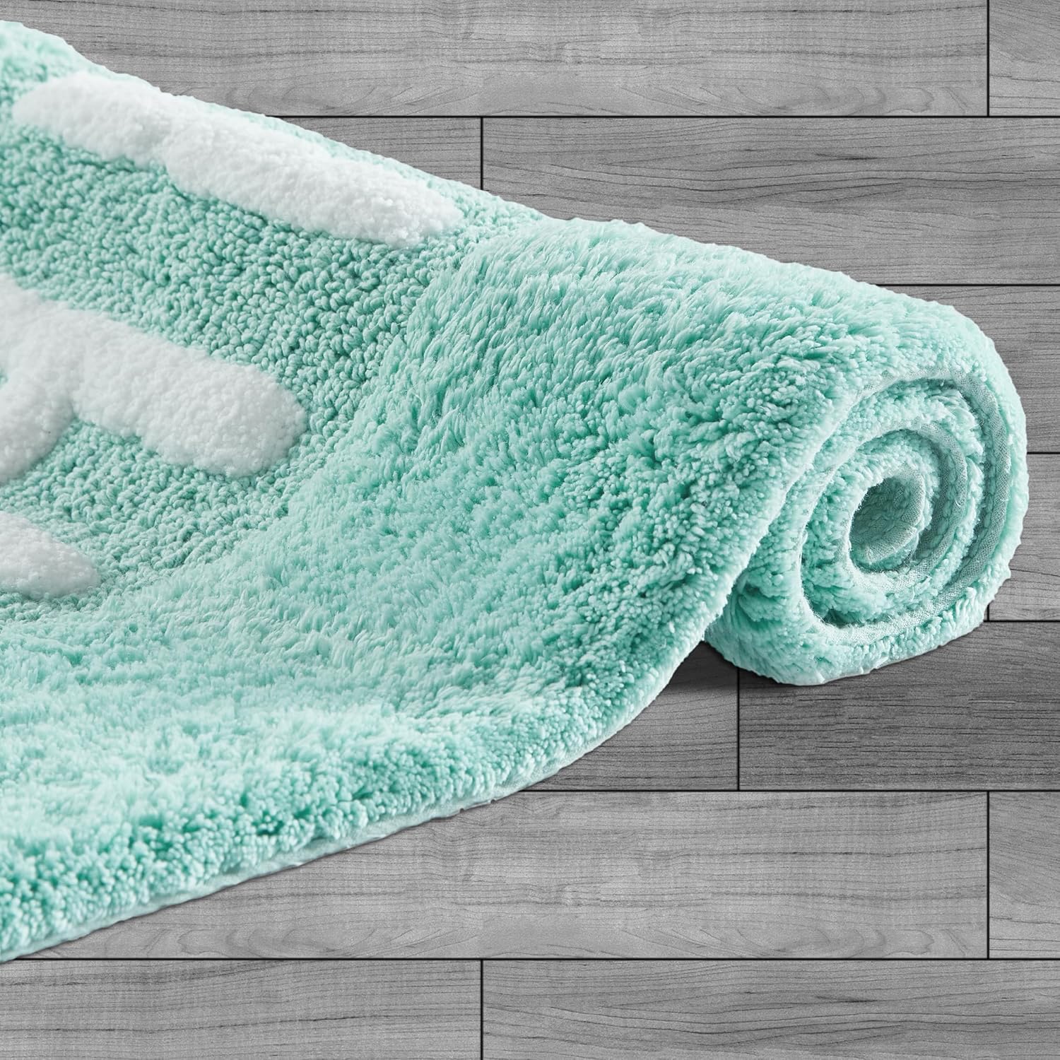 Creative Home Ideas Alfombra de baño de algodón suave, decoración de baño, absorbente de agua y lavable a máquina, mide 21 x 34 pulgadas, color azul