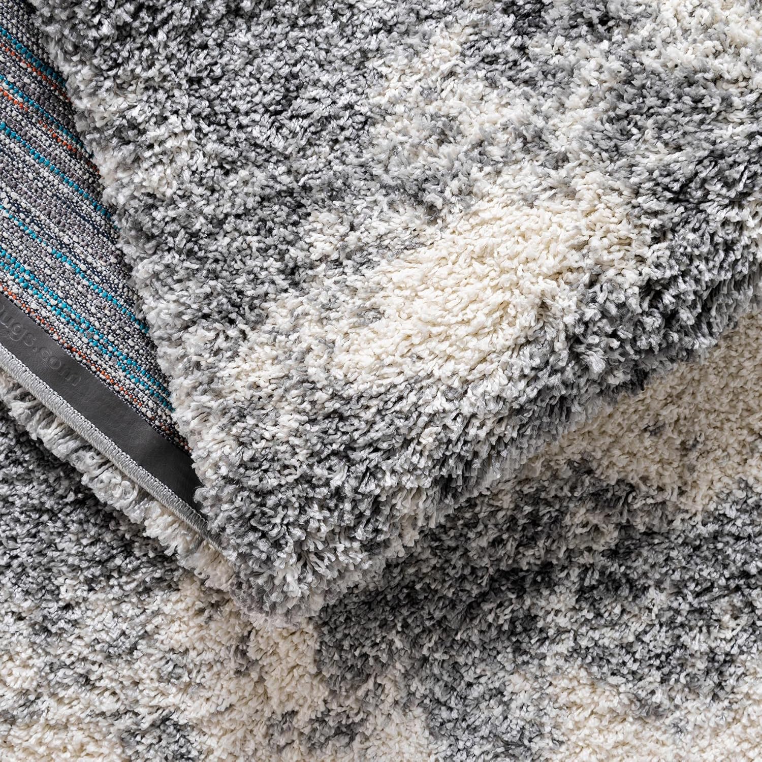 Rugs.com Soft Touch Shag Collection – Alfombra de pelo largo gris ahumado de 3 x 5 pulgadas, perfecta para entradas, cocinas, rincones de desayuno,