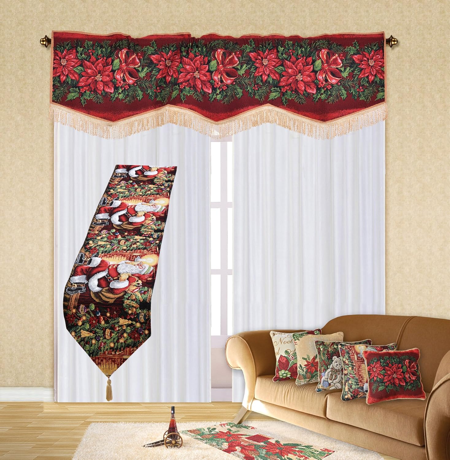 Violet Linen Tapiz decorativo con diseño de osos de peluche navideños, almohada de 18 x 18 pulgadas