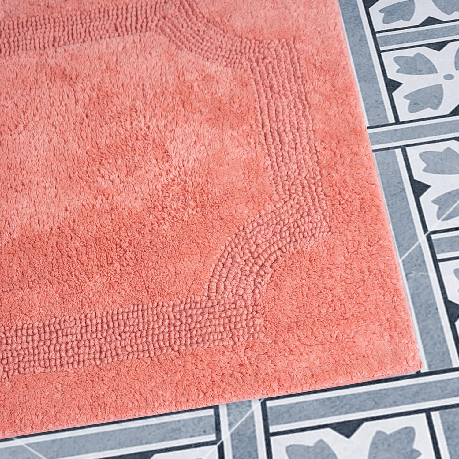 Laura Ashley Alfombra reversible de algodón de 17 x 24 pulgadas, color coral