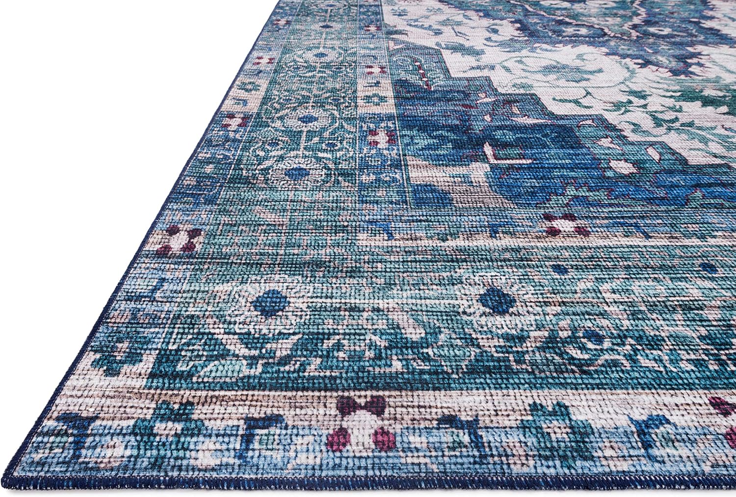 Loloi CIELCIE-01IVTQ2340 Cielo X Justina Blakeney Collection – Alfombra de área (2’3″ x 4’0), color marfil y turquesa