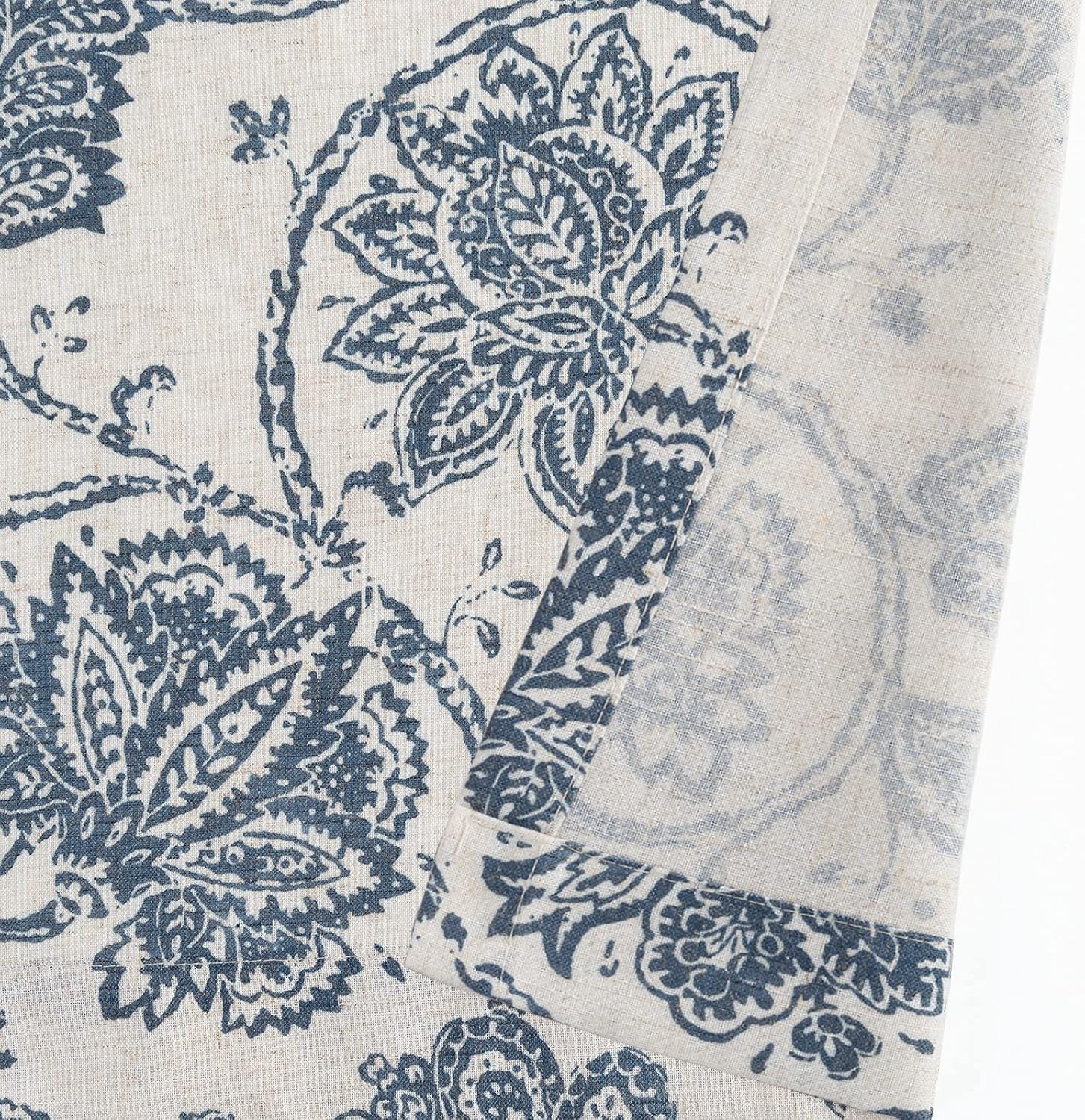 jinchan Cortinas de cocina de 36 pulgadas de largo, con estampado de pergamino de cachemira, cortinas cortas de lino para baño, diseño de medallón,