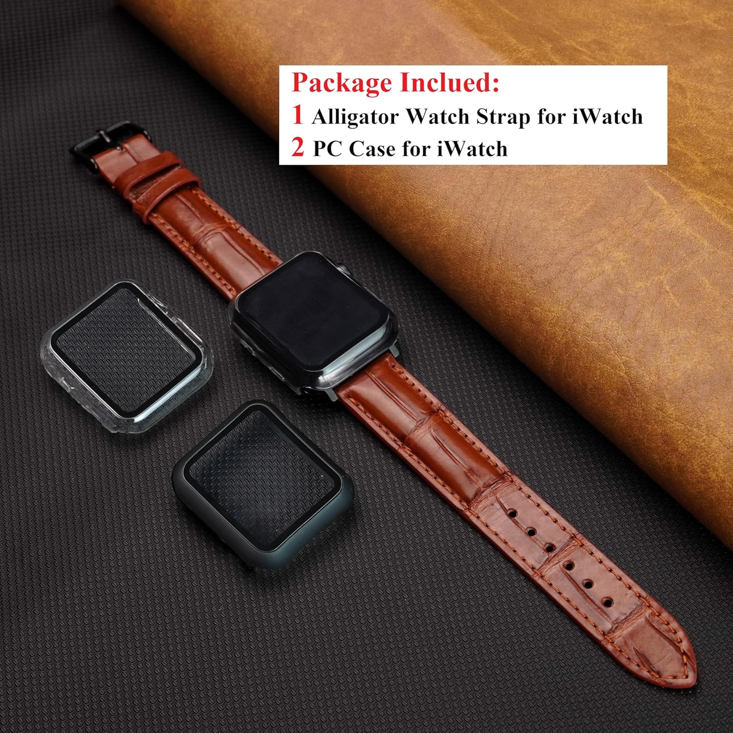 Correa de piel de cocodrilo hecha a mano compatible con Apple Watch Ultra de 1.929 in 1.772 in 1.732 in 1.654 in 1.614 in 1.575 in 1.496 in correa