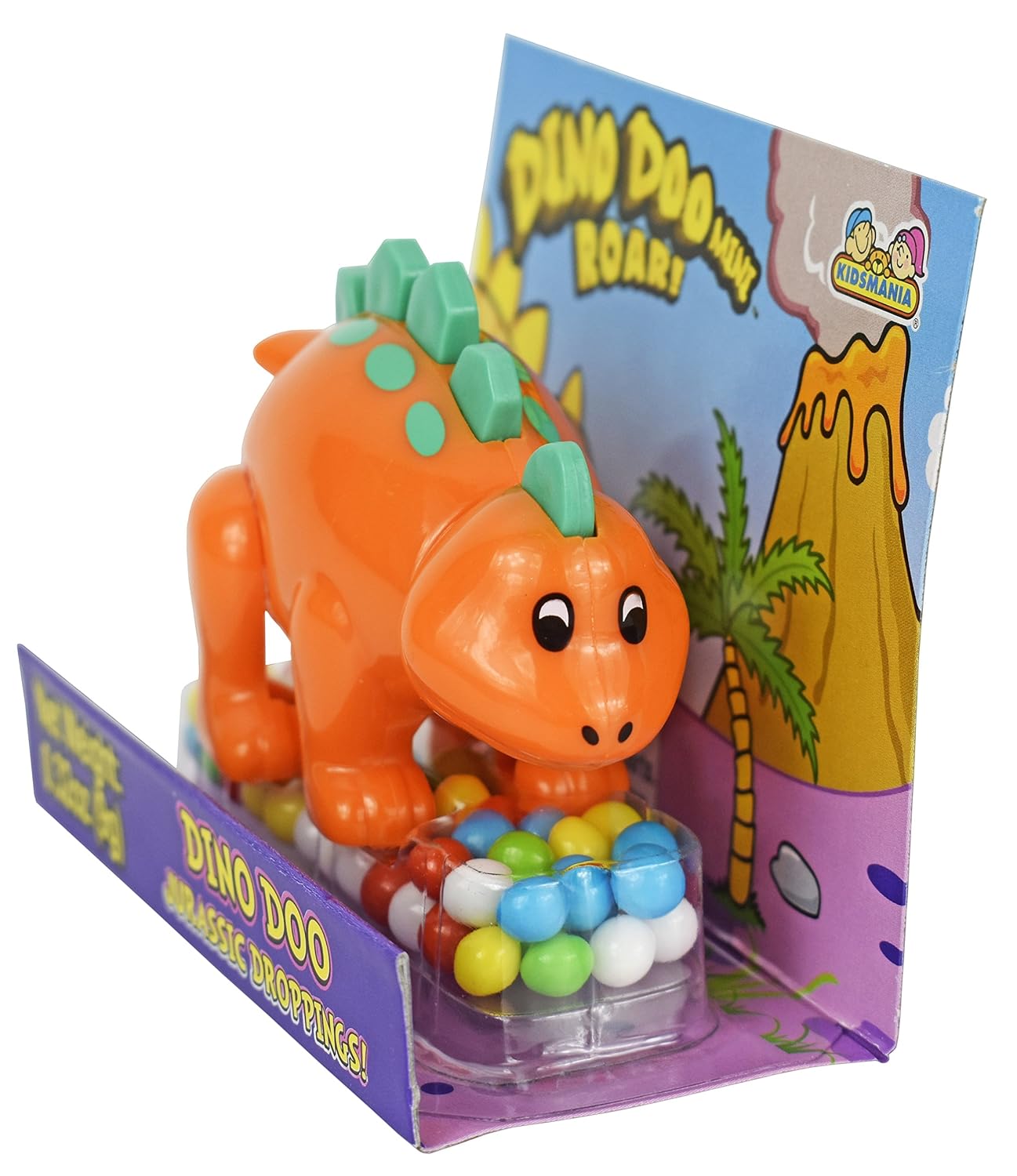 Juego de 3 mini dispensadores de caramelos Dino Doo. Cuenta con dinosaurios como triceratops, estegosaurio y brontosaurio. Perfecto para fiestas de