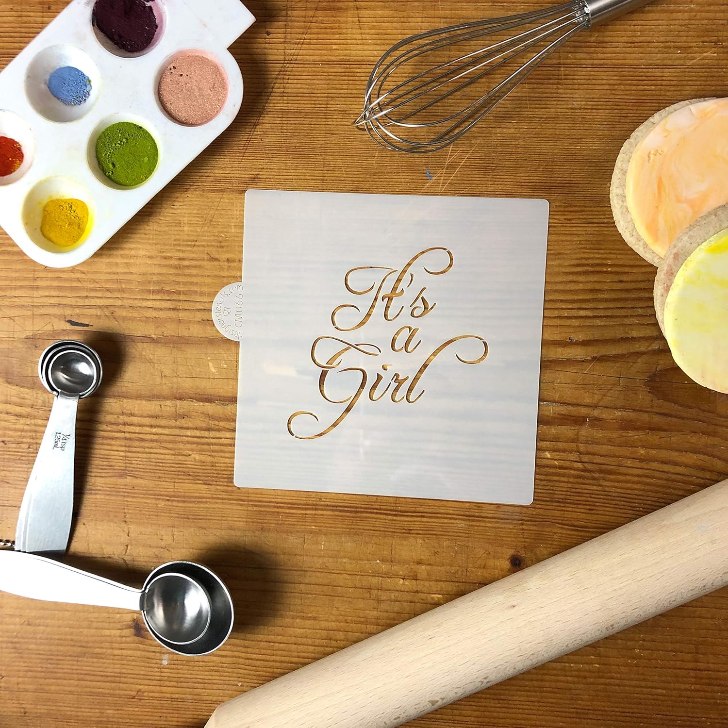 Plantilla de galletas y manualidades It’s A Girl de Designer Stencils