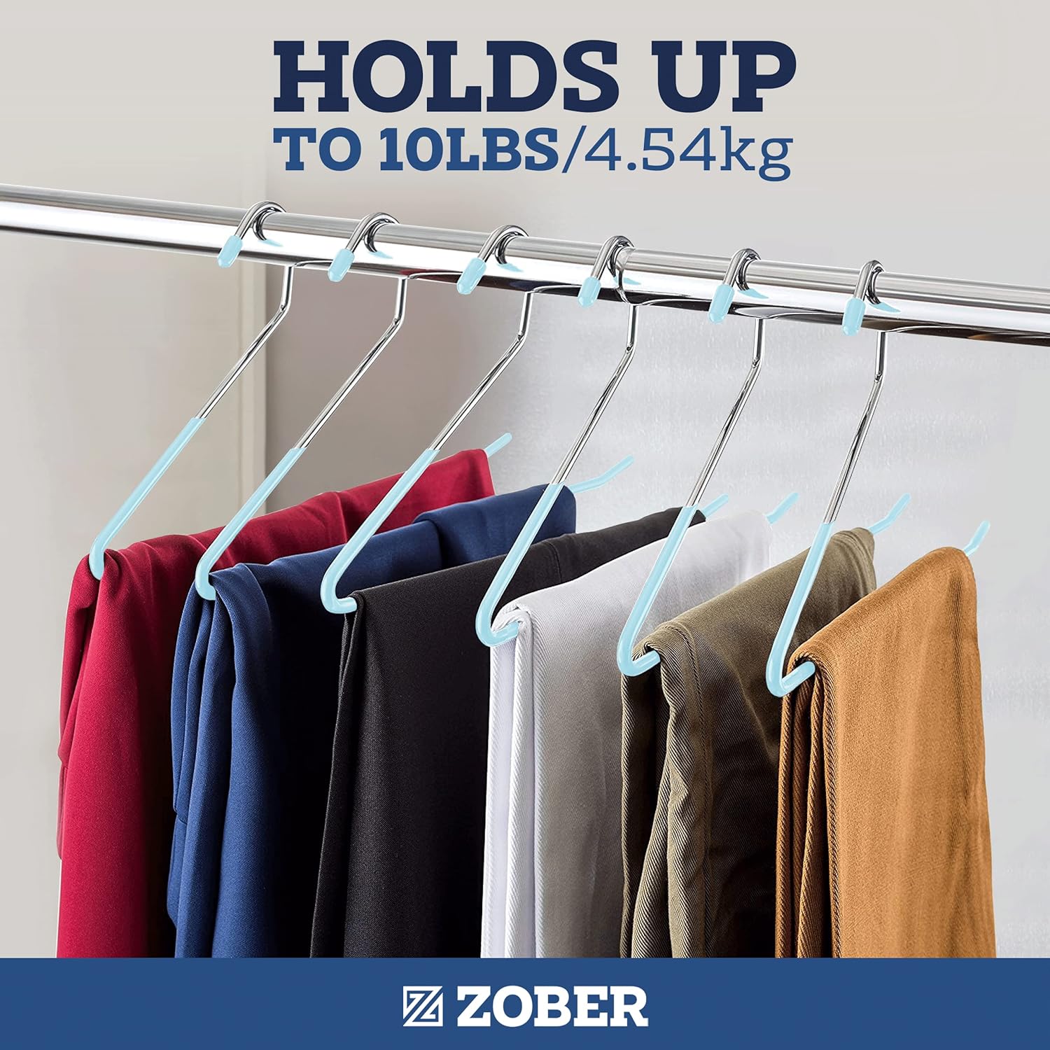 Zober Perchas antideslizantes para pantalones, paquete de 40 perchas para pantalones y jeans con extremos abiertos para armario, perchas de ropa que
