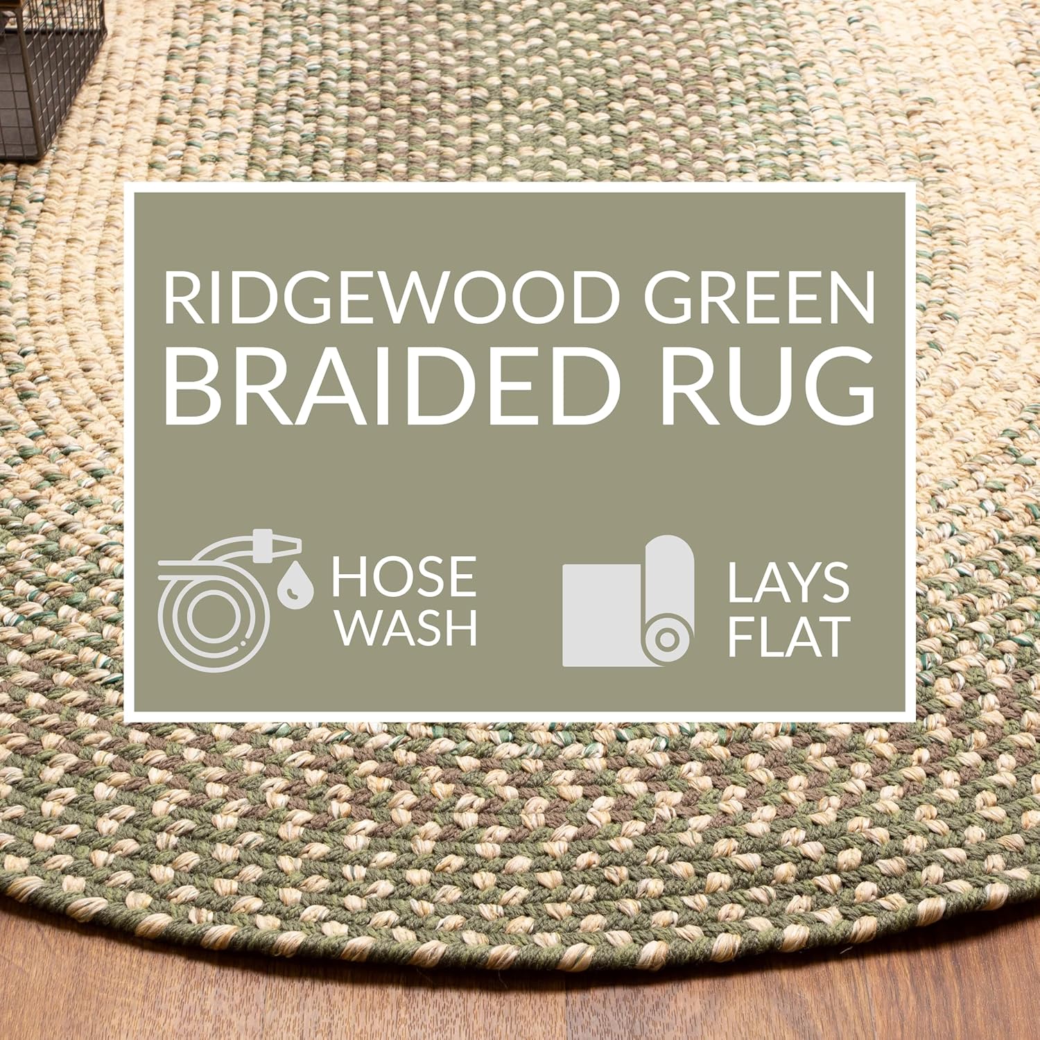 Super Area Rugs Braided Rugs Farmhouse – Alfombra trenzada Ridgewood para sala de estar, reversible, para interiores y exteriores, fabricada en