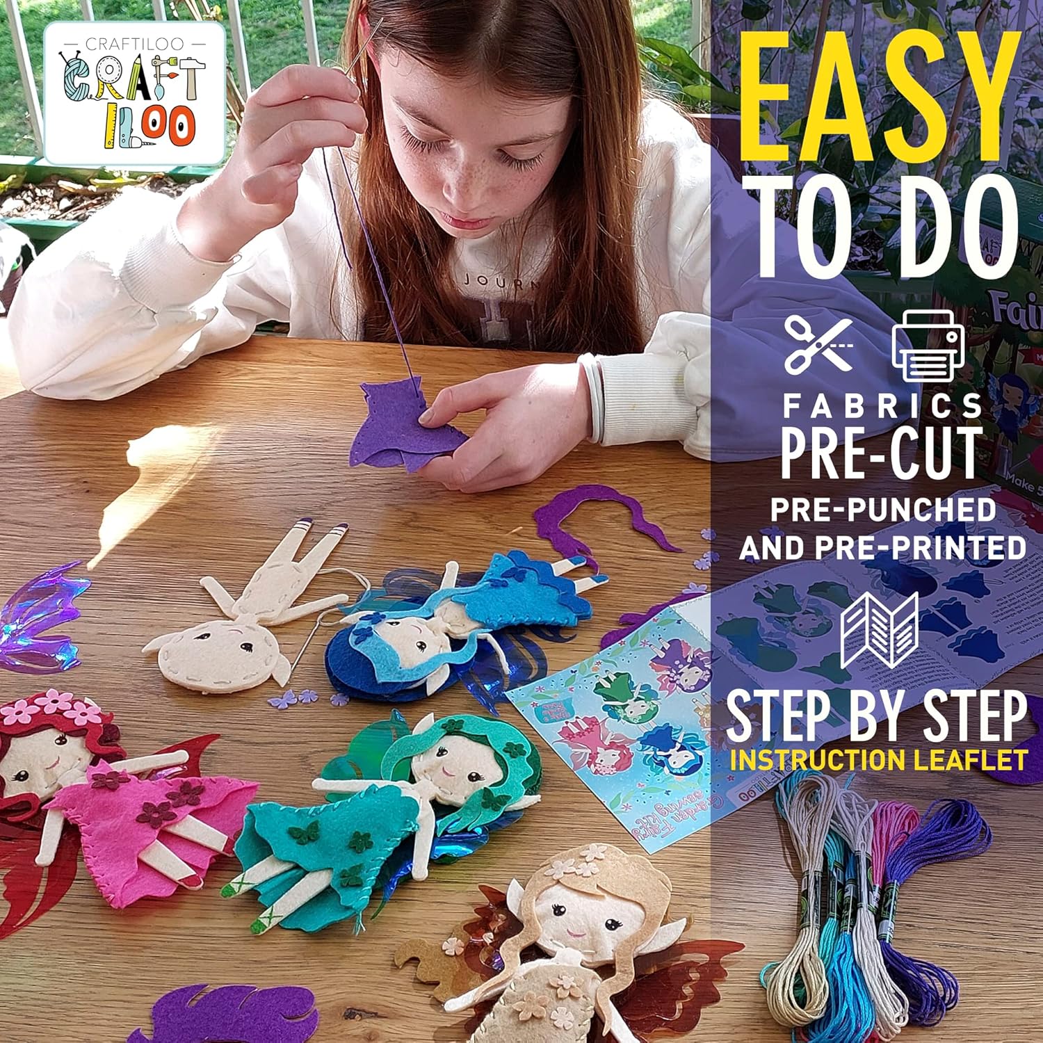 CRAFTILOO Kit de costura de elfos de hadas para niños, divertido y educativo juego de manualidades de cuento de hadas para niños y niñas de 7 a 12