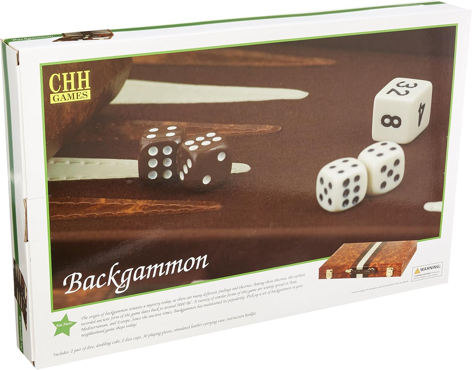 Juego de backgammon, 18 pulgadas, café y blanco