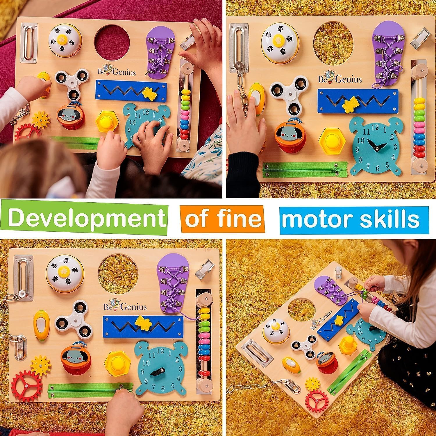 Tabla de actividades para niños pequeños  Montessori Busy Board para 1, 2, 3, 4, 5 y hasta 8 años, libro de tablero sensorial de madera, juguete