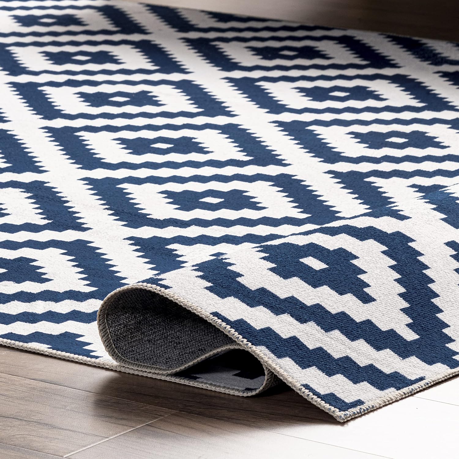 nuLOOM Kellee – Alfombra moderna lavable a máquina, 6 x 9 pulgadas, color azul
