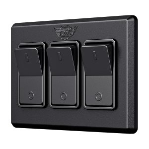 Leisure LED Moderno interruptor de encendido y apagado triple SPST con bisel, 12 voltios, para RV, remolque, cámper, con etiqueta adhesiva (negro) Leisure LED Moderno interruptor de encendido y apagado triple SPST con bisel, 12 voltios, para RV, remolque, cámper, con etiqueta adhesiva (negro)