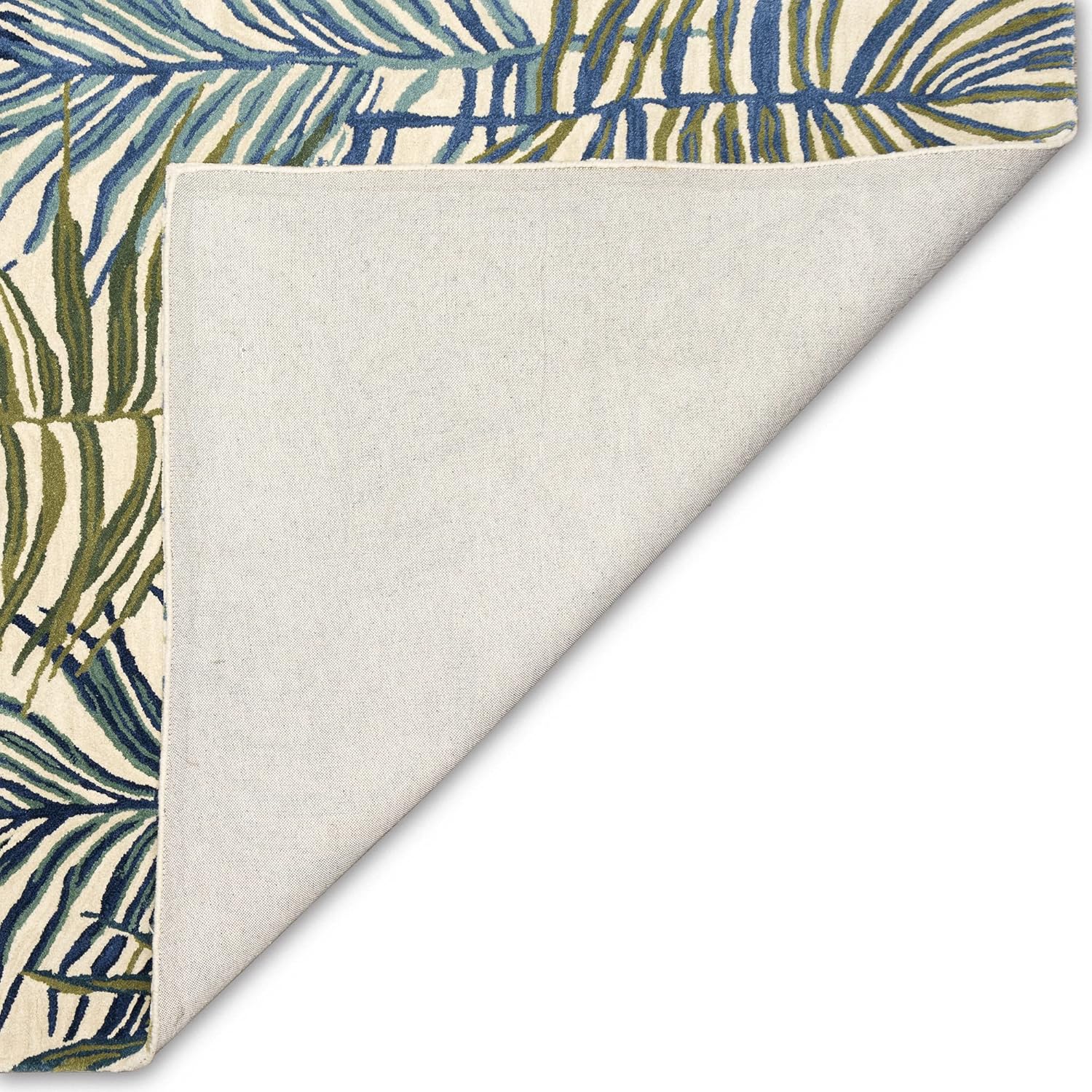 Liora Manne Tivoli – Alfombra de felpa de lana hecha a mano para interiores, diseño gráfico contemporáneo botánico floral (La Palma crema) (7 pies 6