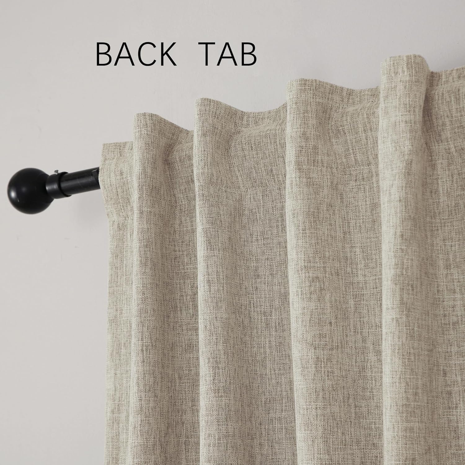 INLINAS Cortinas opacas con textura de nudos de bambú de lino de 52 x 84 pulgadas, 100% bloqueo de luz, tela de triple capa beige con ruido, pestaña