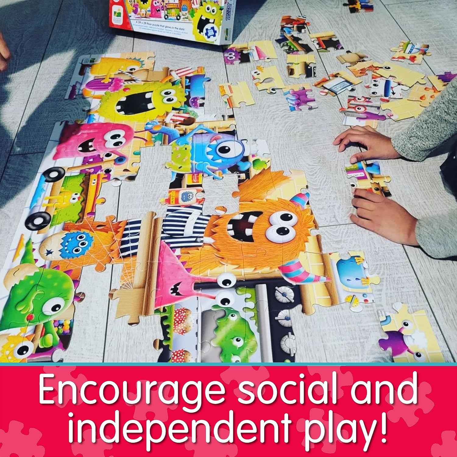 Learning Journey International Puzzle doble que brilla en la oscuridad  Monstruos  Rompecabezas preescolar de 100 piezas que brillan en la oscuridad