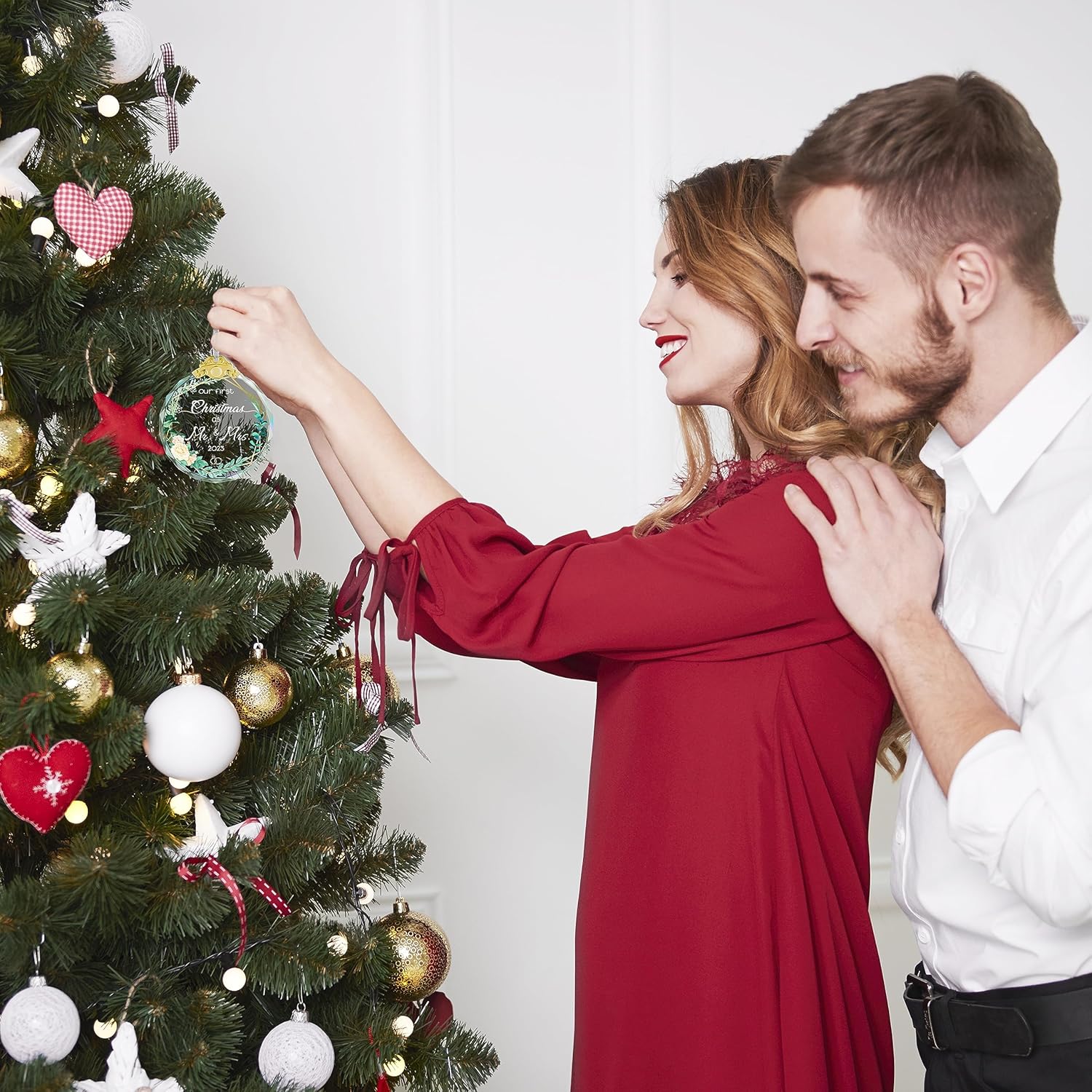Adorno de matrimonio de cristal para parejas, regalos de boda de cristal para parejas, regalos de despedida de soltera, decoración de árbol de
