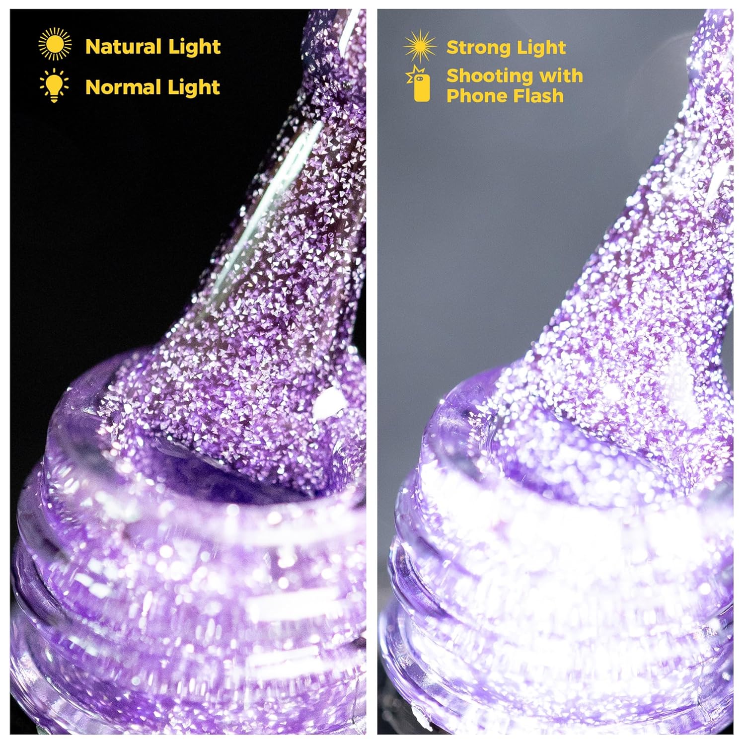 BURANO Esmalte de gel con purpurina reflectante, 0.2 fl oz, esmalte de gel de discoteca brillante holográfico con purpurina, arte de uñas, salón de