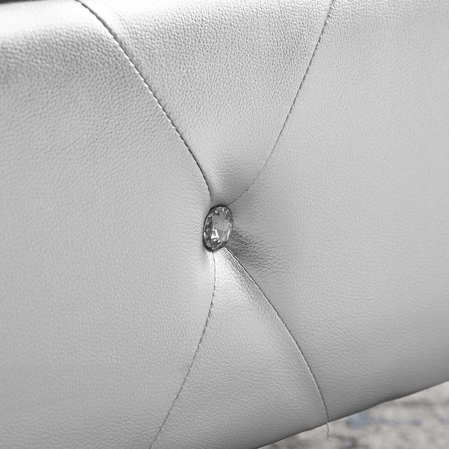 Polibi Banco de almacenamiento copetudo con diamantes de imitación, asiento de banco de entrada abatible con bisagra de seguridad, baúl de