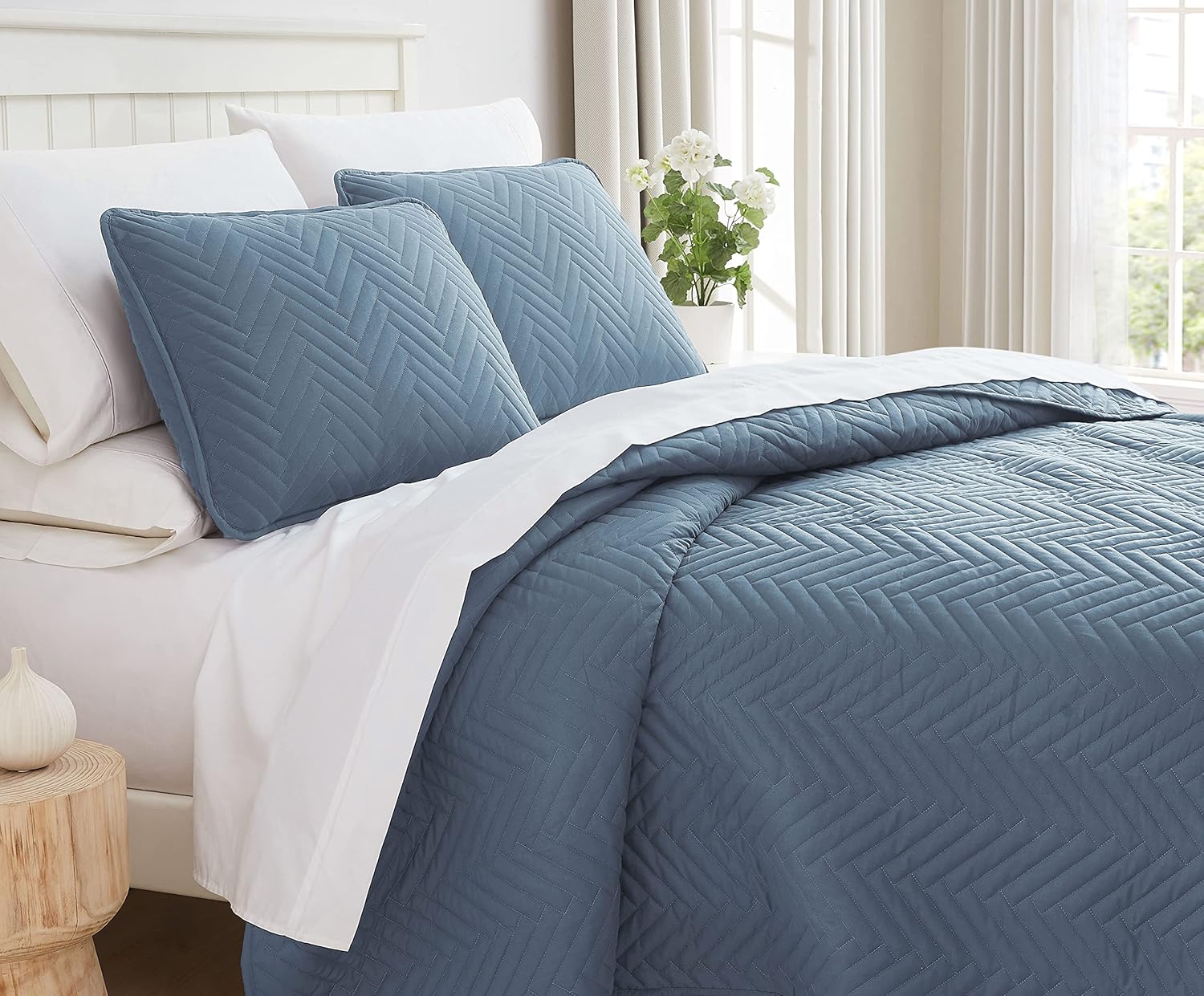 Southshore Fine Living, Inc. Juego de ropa de cama de gran tamaño ligero, tela prelavada, colcha suave de 3 piezas con dos fundas a juego (98