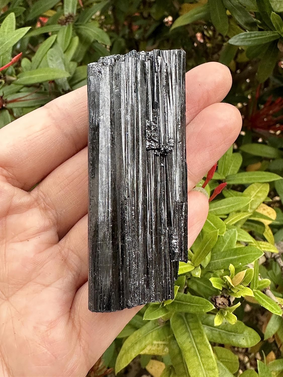 GAF TREASURES Trozovarillatronco de turmalina negra extra grande, cristal de turmalina negra natural, turmalina negra cruda, forma libre de