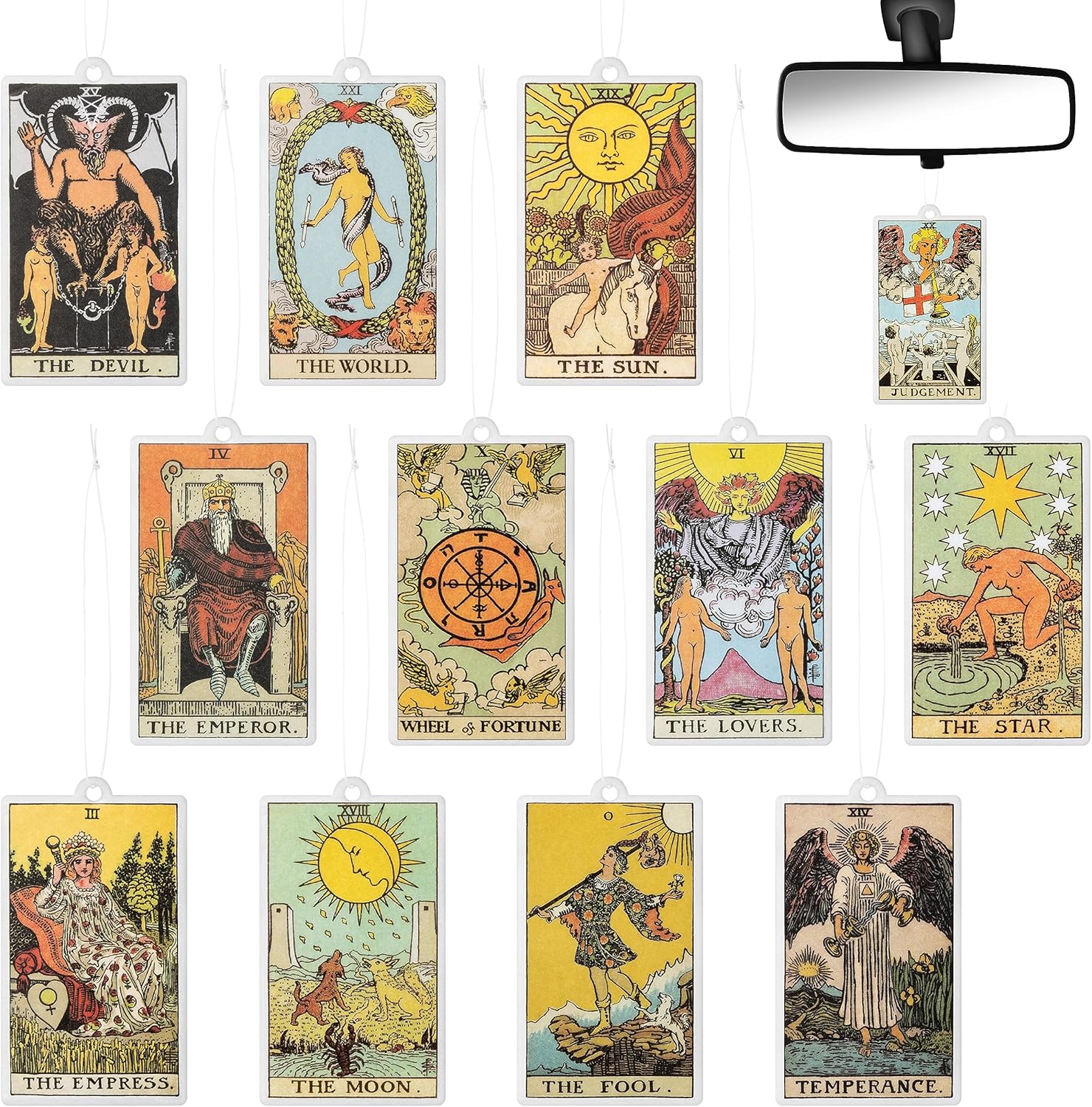 12 unidades de ambientador de aire para automóvil, tarjetas de tarot colgantes, tarjetas perfumadas de rebanada de fragancia, lindo ambientador de
