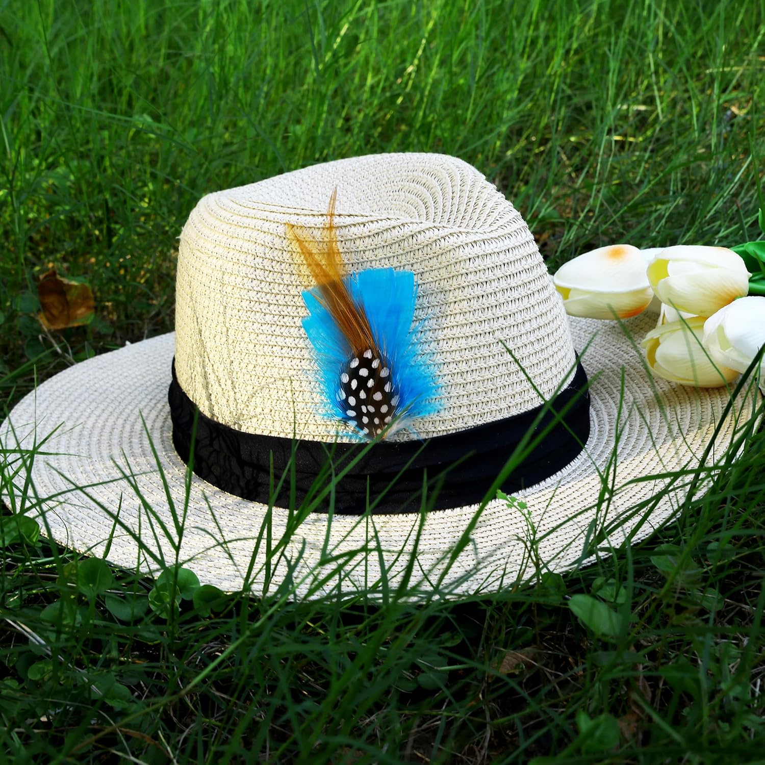 Plumas de sombrero 20 estilos surtidos de plumas para sombreros Fedora, accesorios coloridos de plumas reales para hombres y mujeres