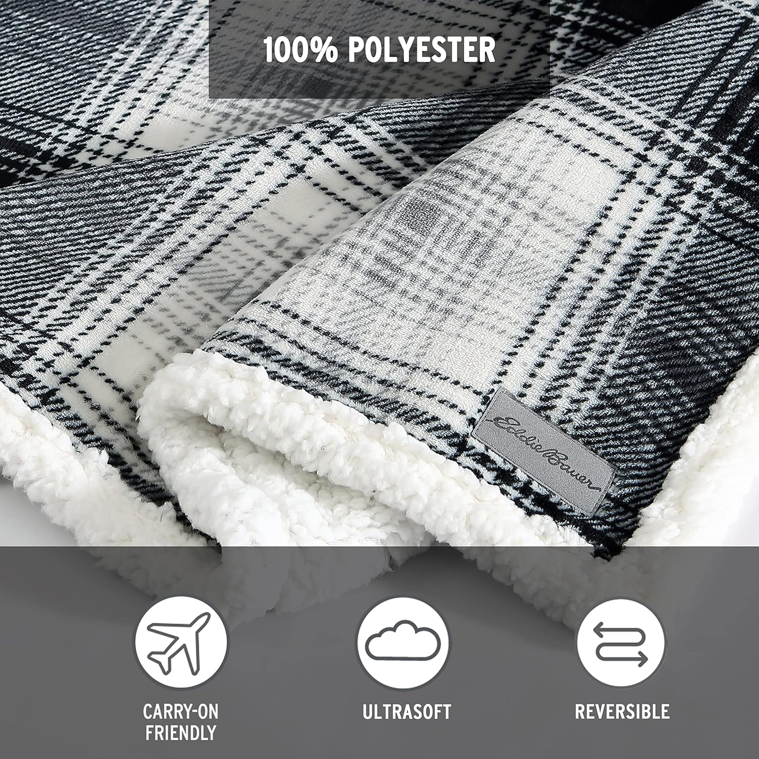 Eddie Bauer – Manta King, ultrasuave y acogedora decoración del hogar, ropa de cama para todas las estaciones (Vail Plaid Grey, King)