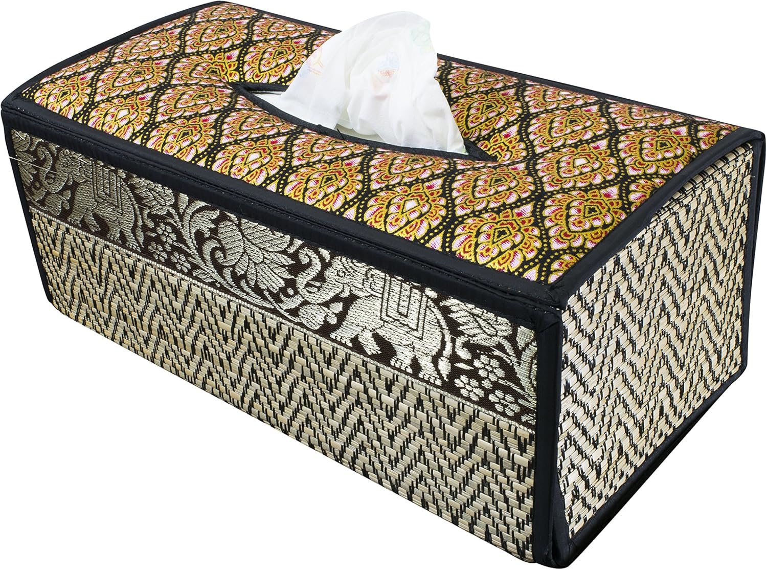 CCcollections Caja de pañuelos hecha a mano – Materiales ecológicos (B Negro)