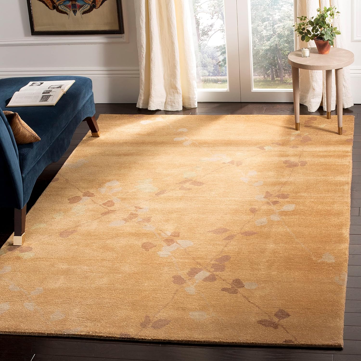 Martha Stewart Collection by SAFAVIEH – Alfombra de lana de 7 pies 9 pulgadas x 9 pies 9 pulgadas, color ámbar MSR5536A