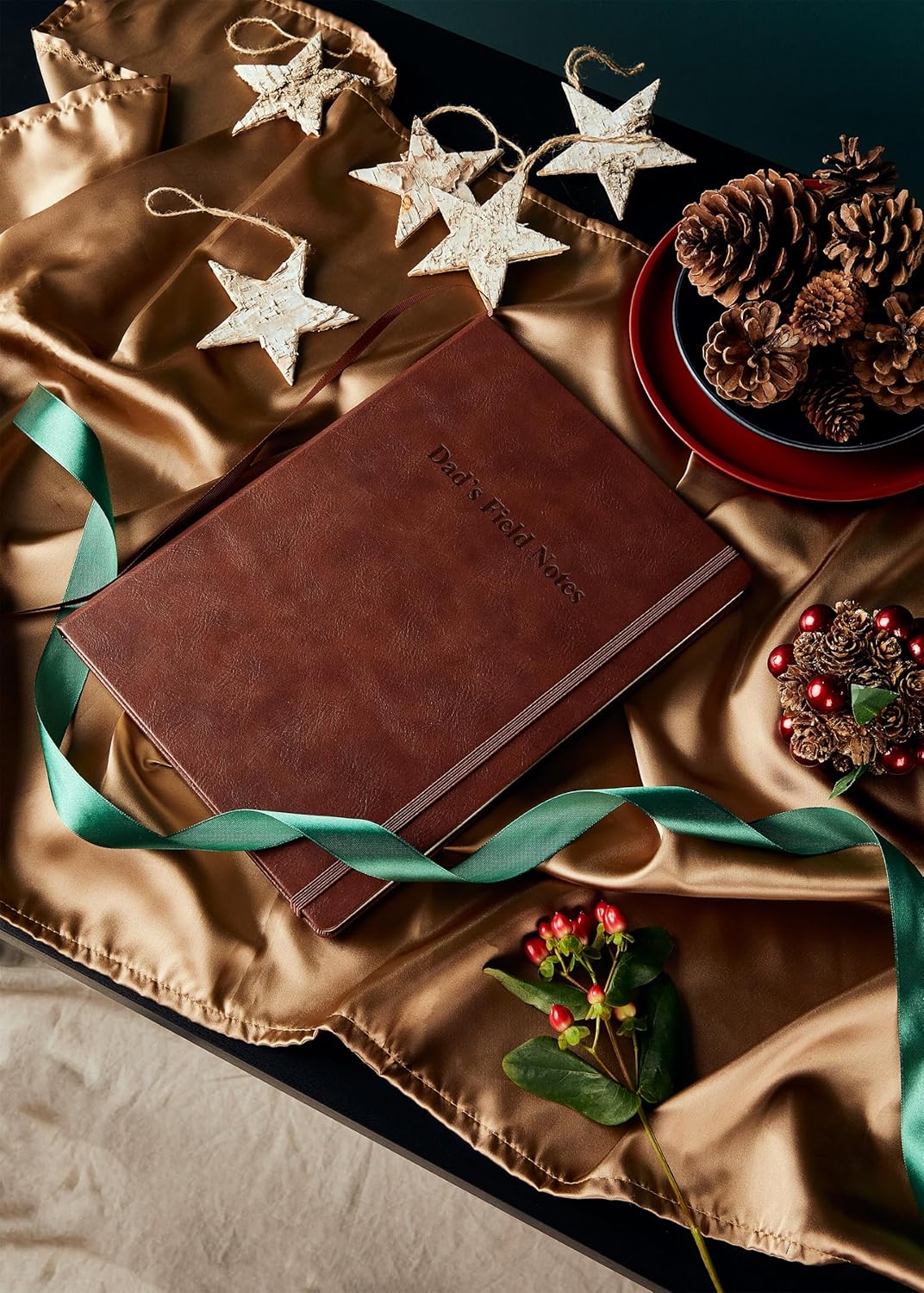 BEECHMORE BOOKS Cuaderno personalizado – A4, marrón, tapa dura de cuero vegano personalizado, diario personal, papel rayado grueso de 4.23 ozm,