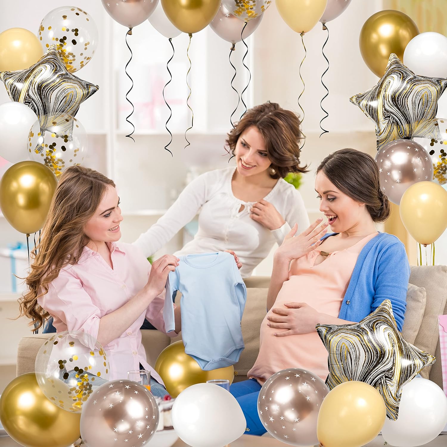 Decor365 Globos dorados champán, guirnalda dorada para decoración de fiesta, globos metálicos de confeti para cumpleaños, despedida de soltera, baby