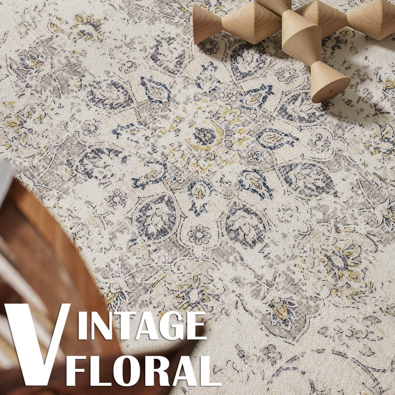 jinchan Alfombra de área de 6 x 9 pies, alfombra vintage para sala de estar, alfombra vintage de medallón floral, alfombra para dormitorio, alfombra