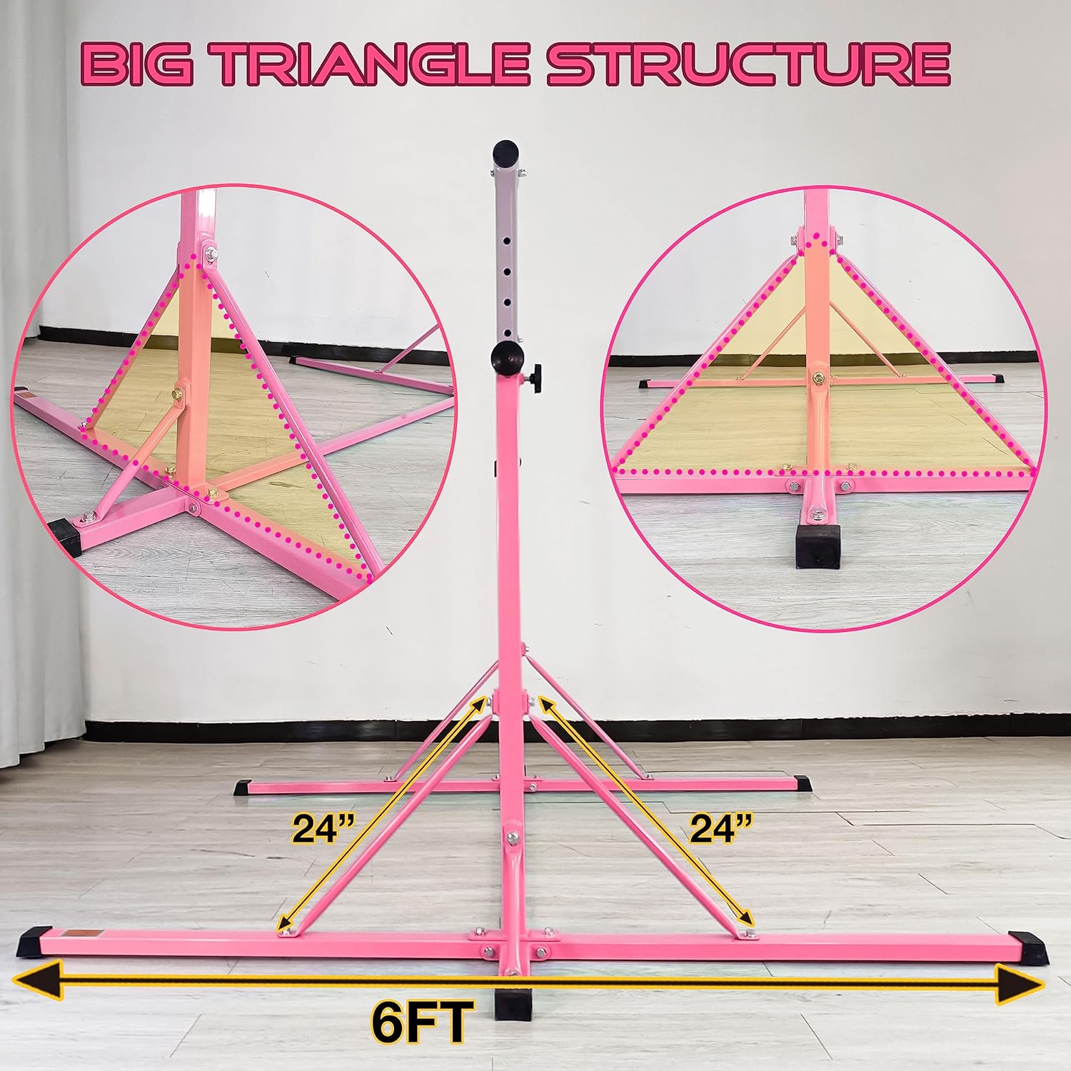 Barra de gimnasia para niños de 5 a 20 años, altura de la barra de entrenamiento de gimnasia de 35.4 a 59 pulgadas, 45 a 71 pulgadas, longitud de la