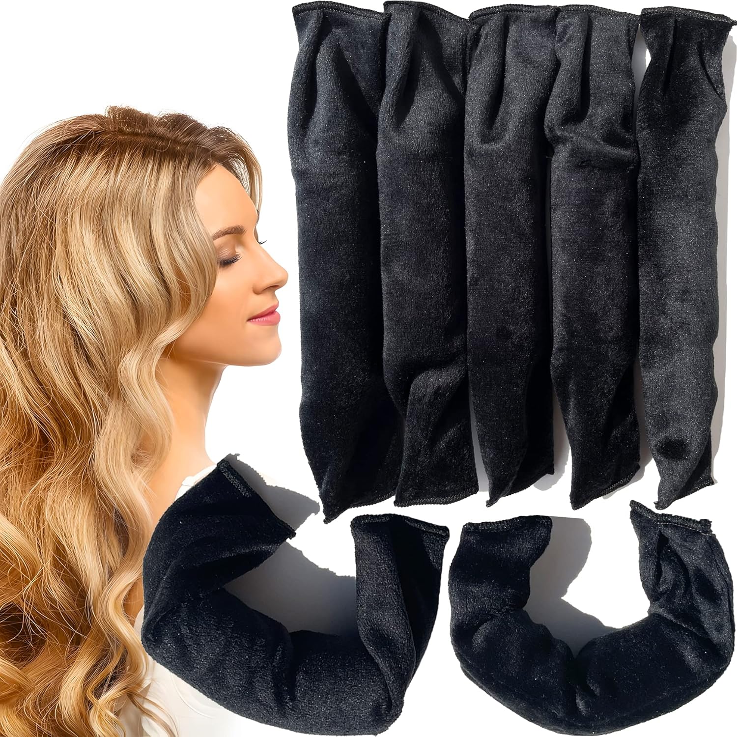 Aimin Hair Rizadores sin calor, rizadores de pelo de espuma suave para dormir, rizadores de cabello satinado sin calor para cabello largo, rodillos