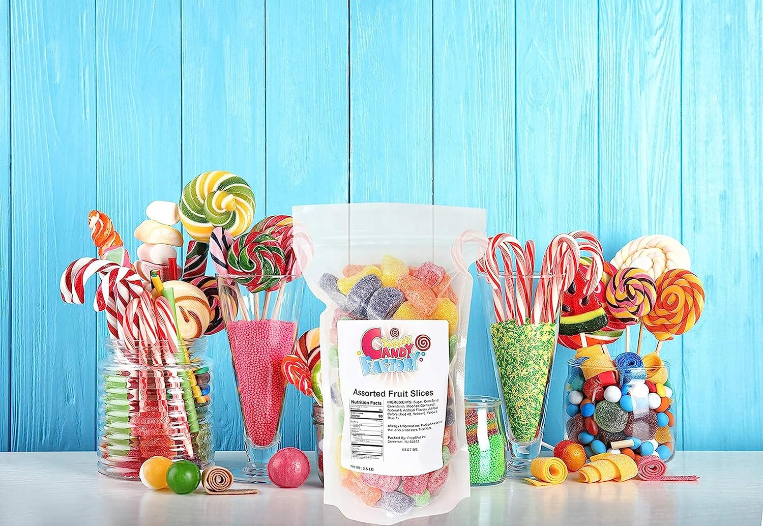 Sarah’s Candy Factory Caramelos surtidos de rebanadas de frutas en bolsa resellable, 2.5 libras