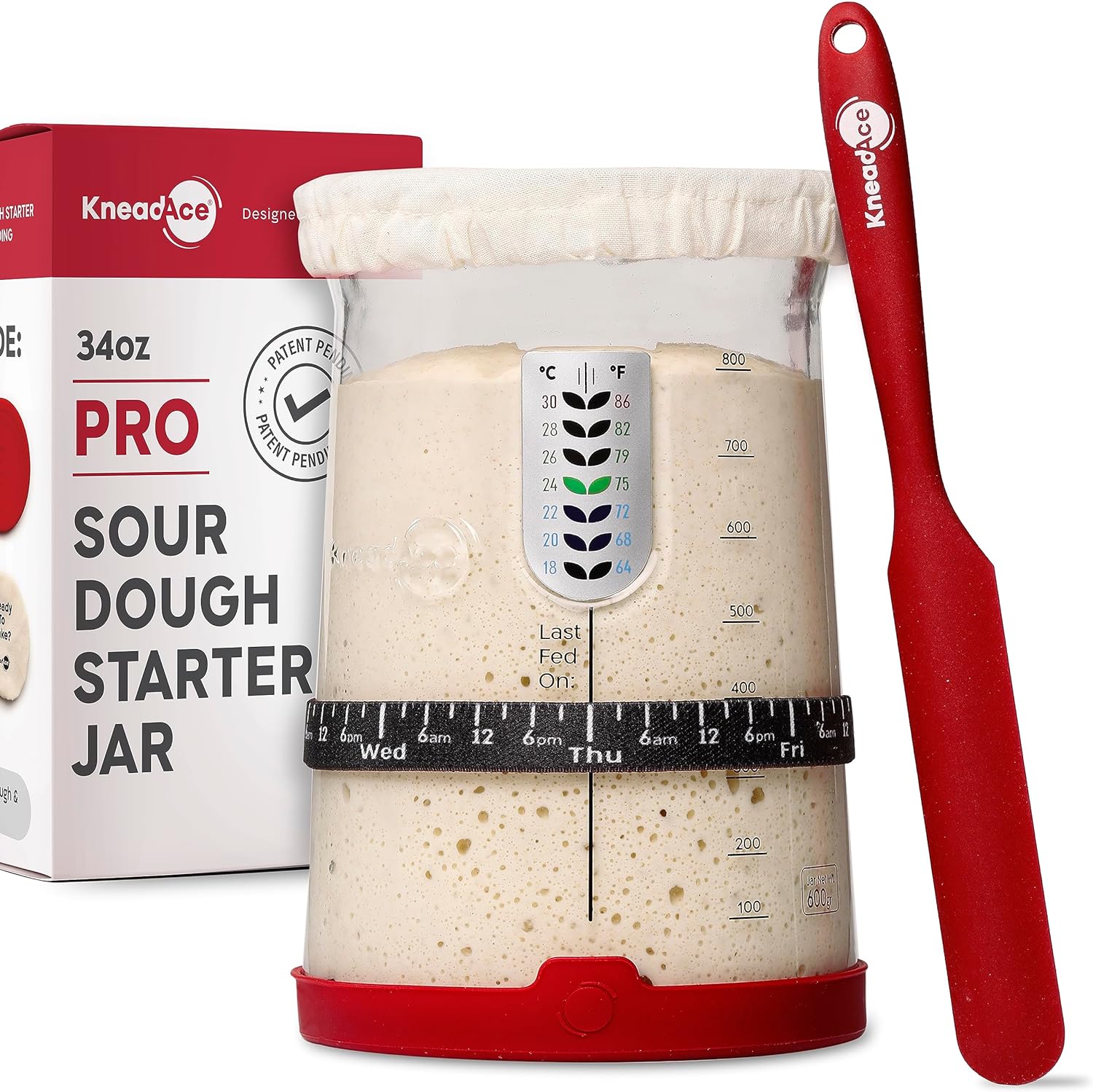 Kit de tarro profesional de 34 onzas para pan, para masa madre y masa madre