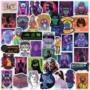 DETICKERS 75 calcomanías Cyberpunk para laptop, calcomanías de vaporwave para adultos, calcomanías Cyberpunk impermeables de vinilo vaporwave para DETICKERS 75 calcomanías Cyberpunk para laptop, calcomanías de vaporwave para adultos, calcomanías Cyberpunk impermeables de vinilo vaporwave para