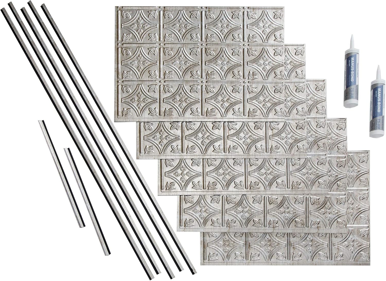 FASÄDE Estilo tradicional  patrón 1 protector de vinilo decorativo de 15 pies cuadrados en metal vintage