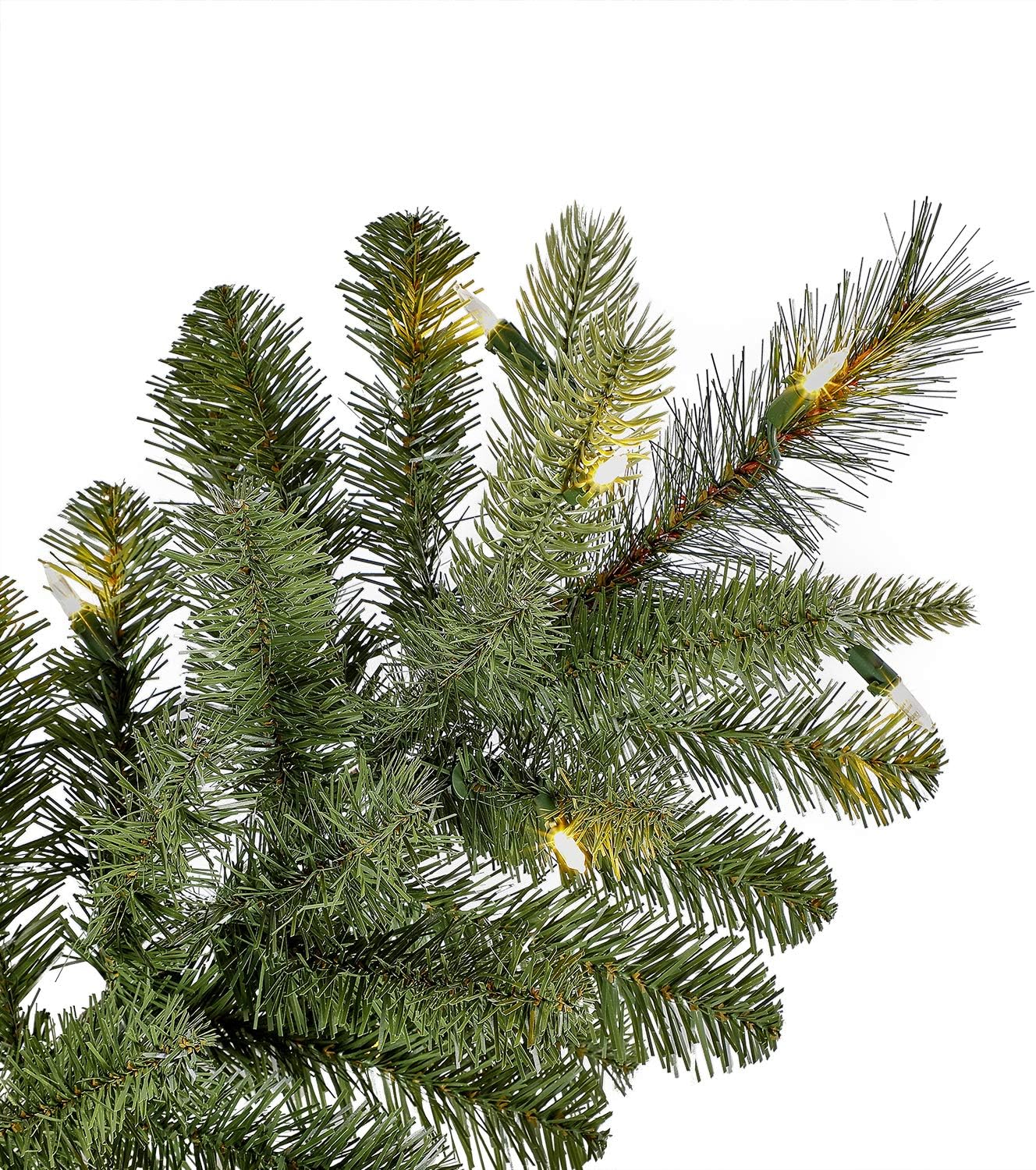 Árbol de Navidad artificial de abeto noruega preiluminado de 7.5 pies, luces LED blancas cálidas