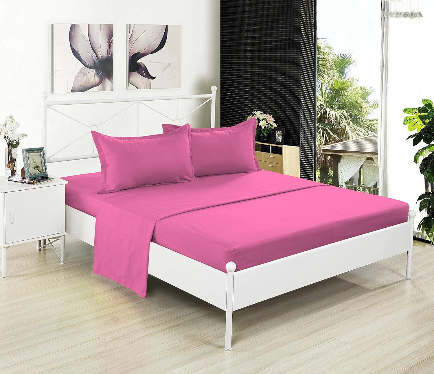 Sábana bajera ajustable de microfibra individual XL rosa (paquete de 1) suave y cómoda, individual extra larga, bolsillo profundo de 15 pulgadas, 39