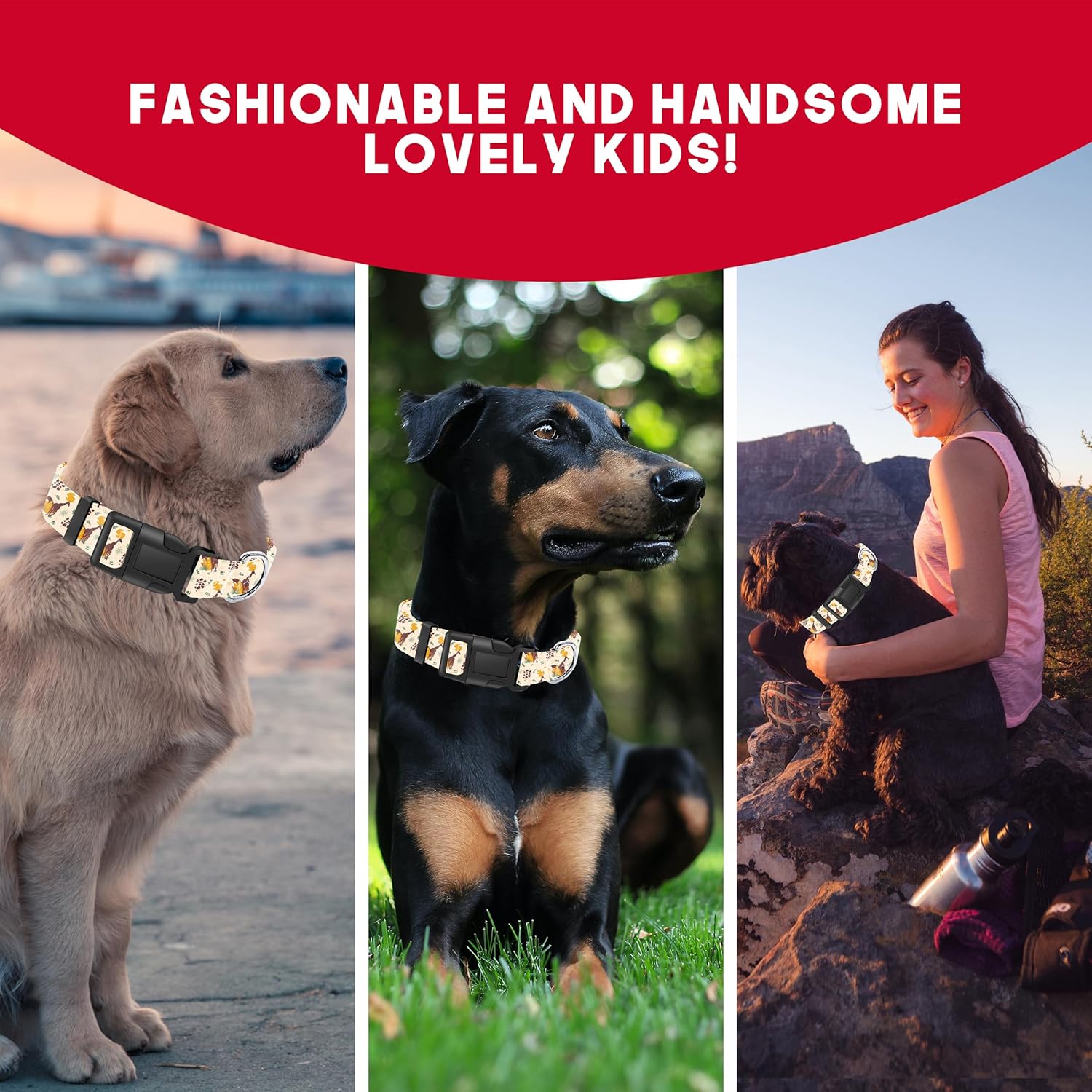 Collar de perro con patrón de jirafa beige, bonito collar transpirable para cachorros para niños y niñas con hebilla de seguridad, collar suave