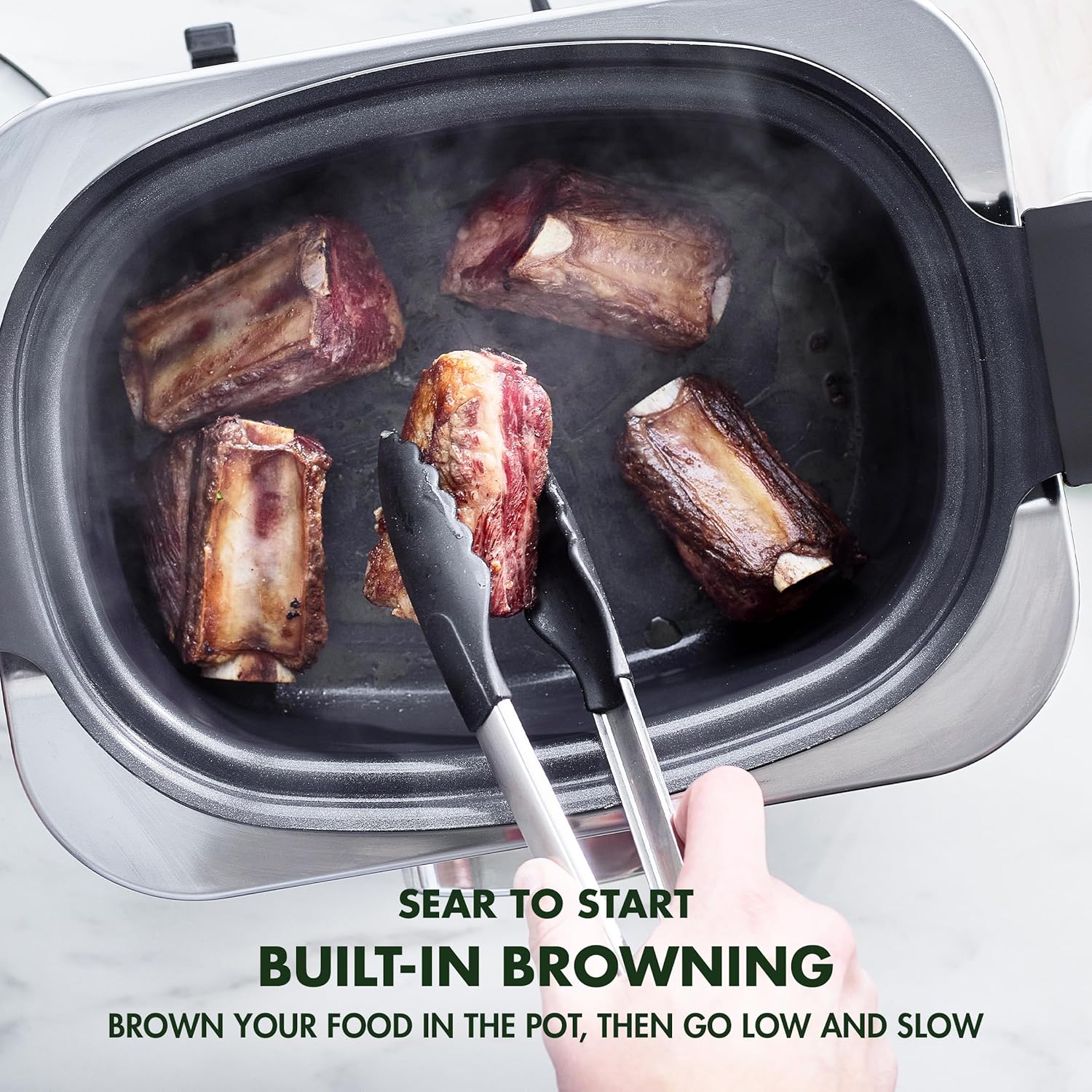 GreenPan Elite – Olla eléctrica programable 8 en 1 de 6 cuartos de galón, tapa de vidrio y recipiente extraíble, sin PFAS, de cerámica,