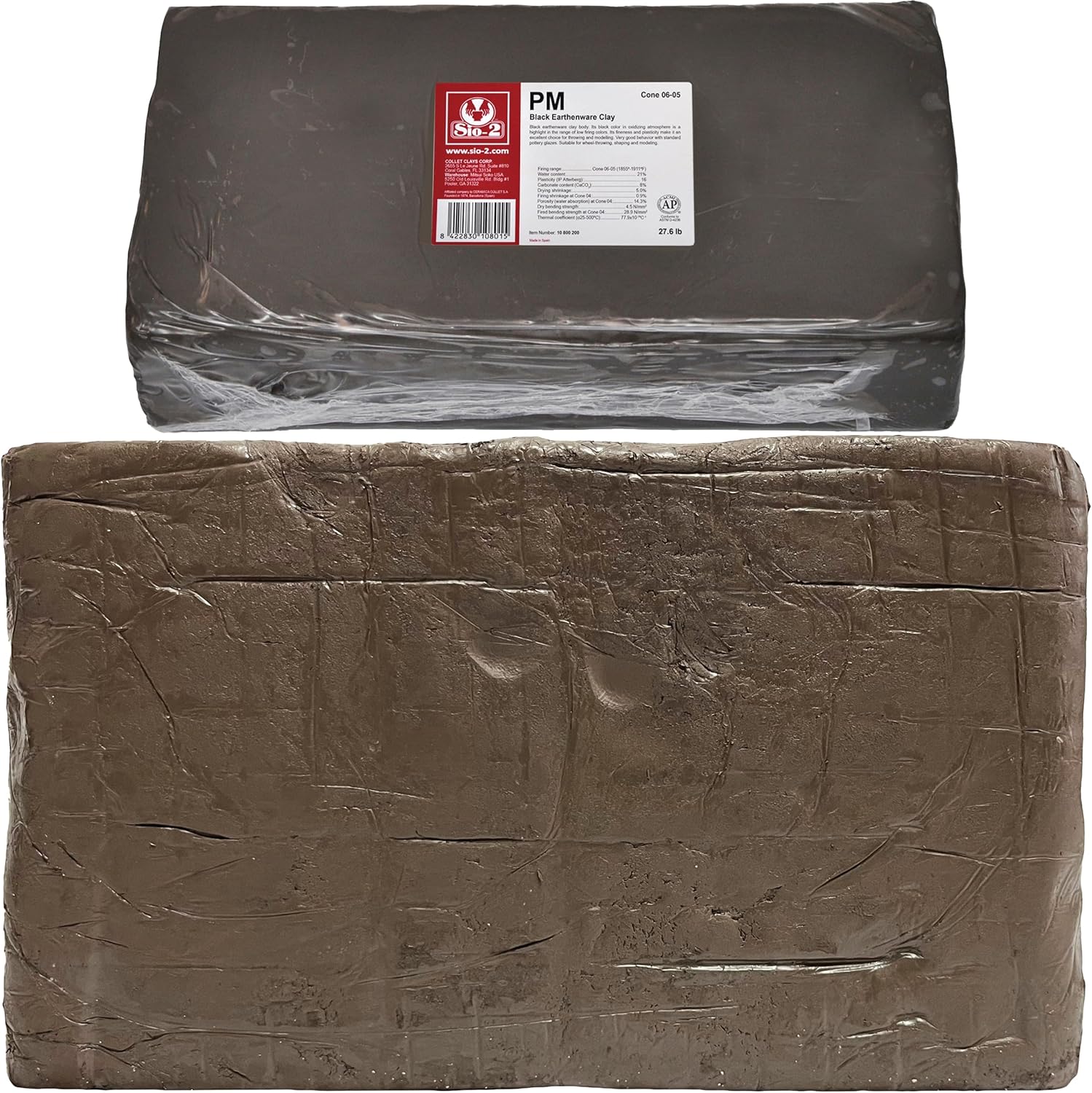 PM Black Earthenware Low Fire Pottery Clay, 27.6 lb (12.5 kg)  Kiln-Fired Clay for Wheel-Throwing, Handbuilding & Modelling – Ready-to-Use