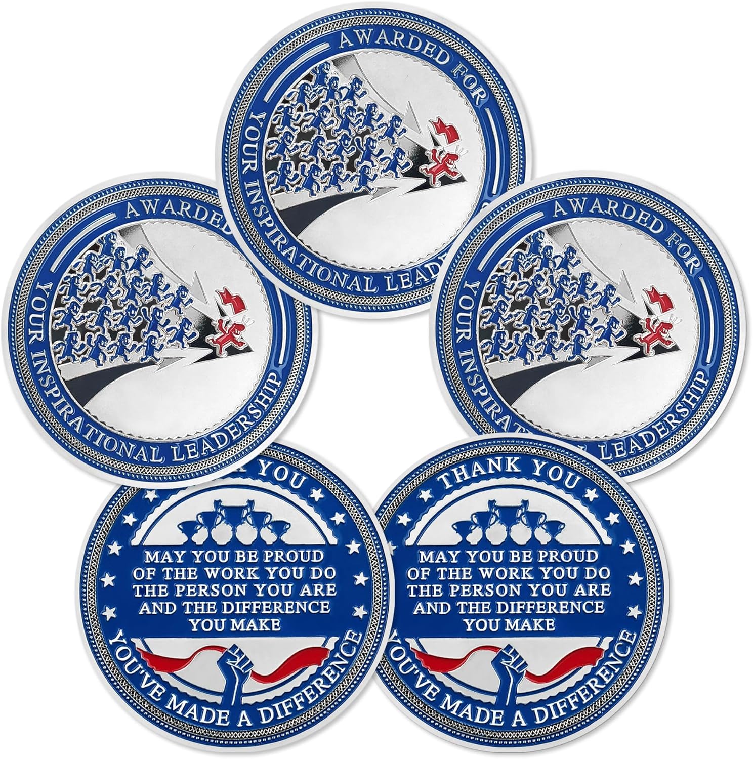 Juego de 5 monedas de liderazgo, regalo de premio de agradecimiento para empleados, monedas inspiradoras a granel para compañeros de trabajo,