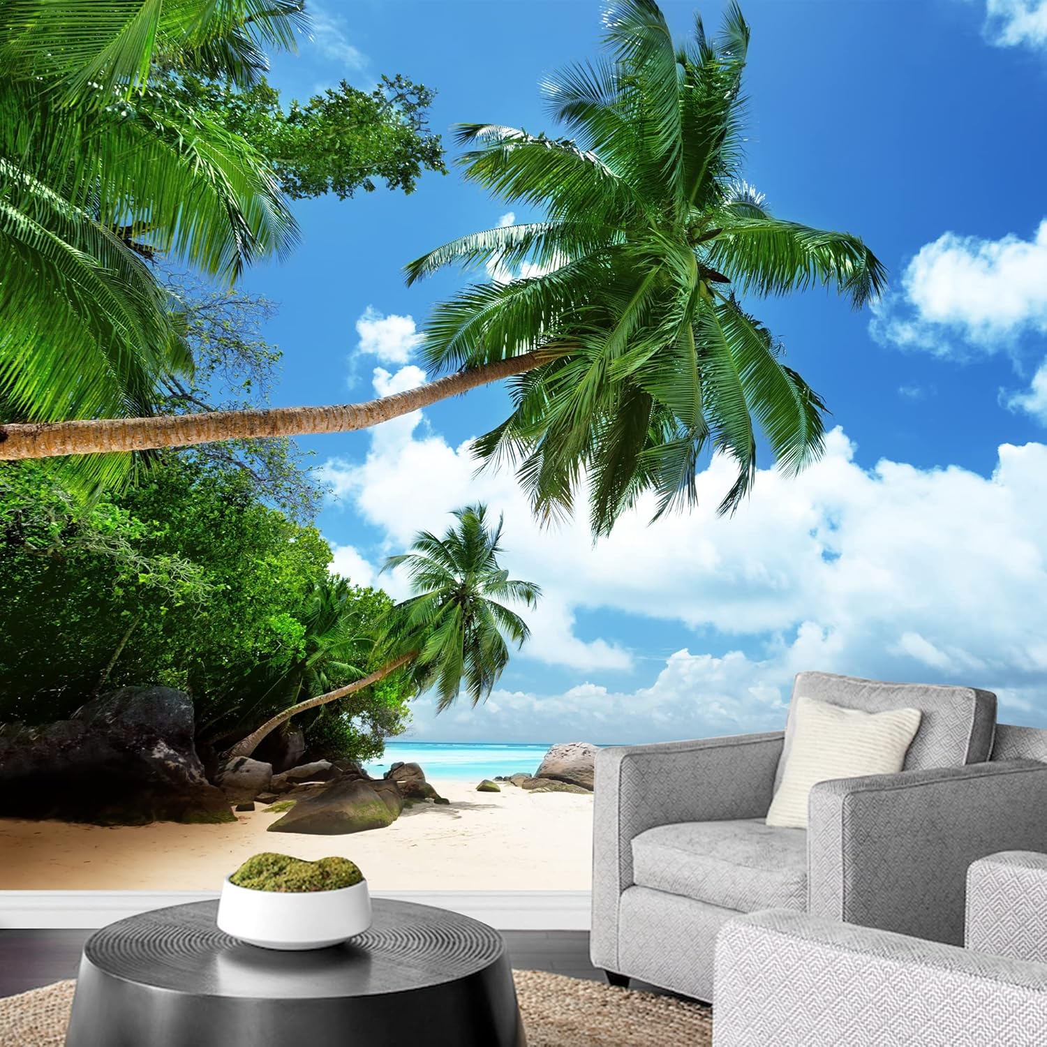 wall26 – Playa en la isla de Mahe en Seychelles – Mural de pared extraíble  Papel pintado autoadhesivo grande – 66×96 pulgadas