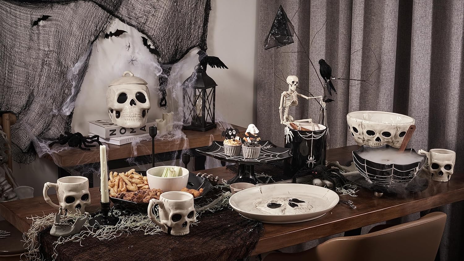 Bico Soporte de cerámica negra para tartas de Halloween de 12.7 pulgadas, para guardar pasteles, postres, microondas y lavavajillas