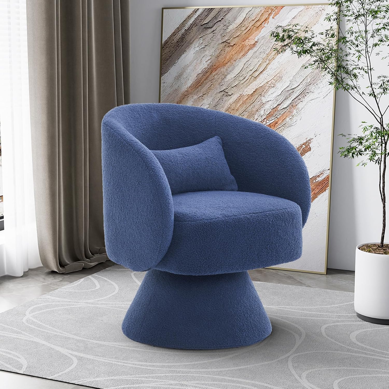 Silla giratoria decorativa, sillas giratorias de barril de 360 grados, sillones modernos tapizados, sillas giratorias para sala de estar,