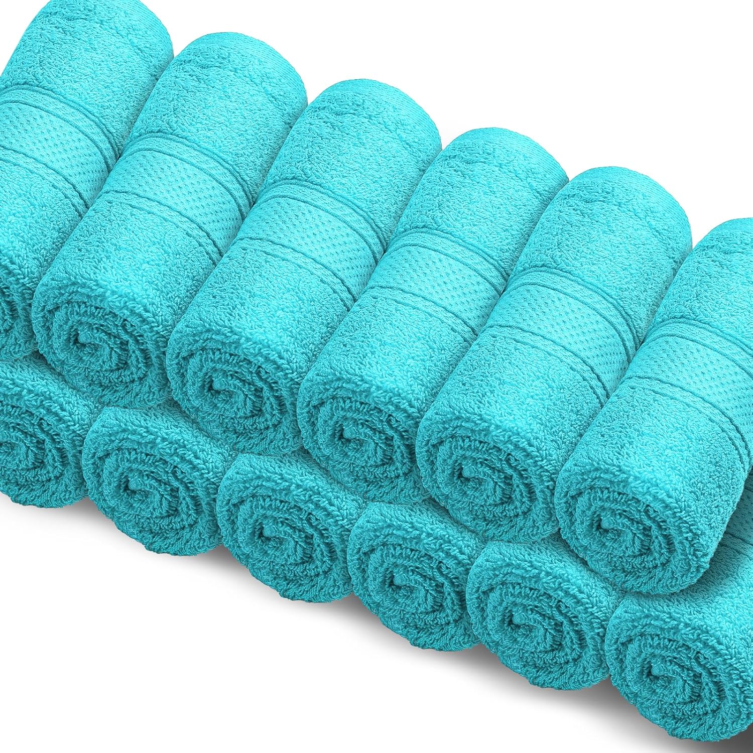Magshion Juego de 6 toallas de mano de algodón suave para baño, color turquesa