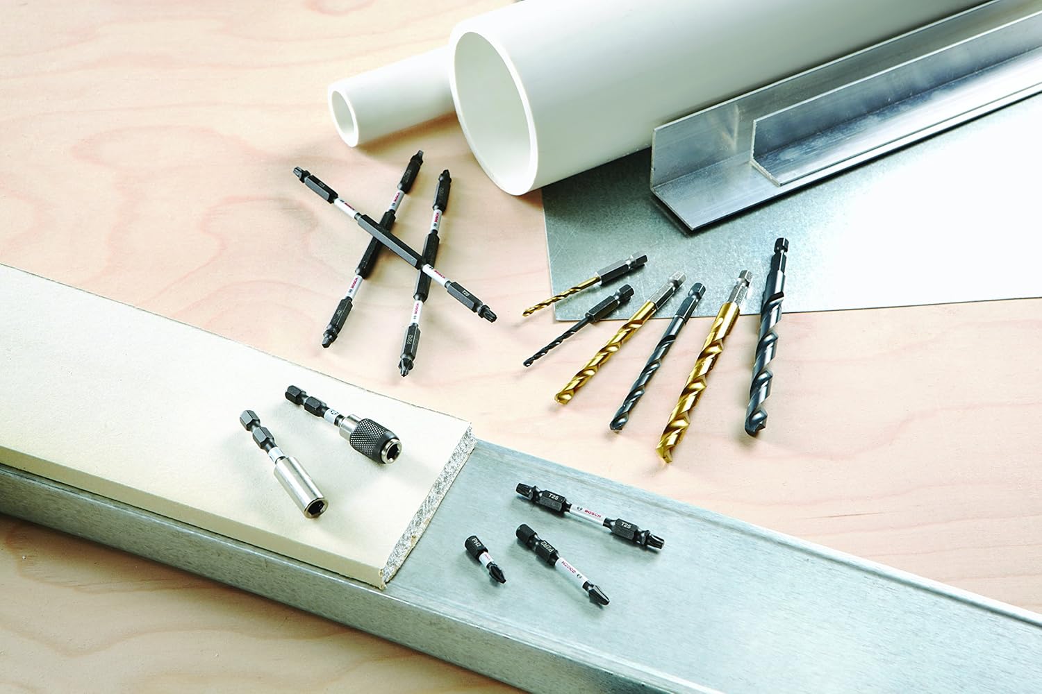 BOSCH CCSV108 – Juego surtido de 8 piezas de 1 pulgada (2 unidades) Phillips resistentes al impacto, cuadrado y Torx con clip para sistema de caja